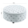 75cm Large Round Fabric Linen Chesterfield Footstool Pouffe Ottoman Coffee Table