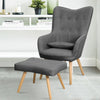 Linen Fabric Accent Wing High Back Armchair Chair Living Room Footstool Lounge