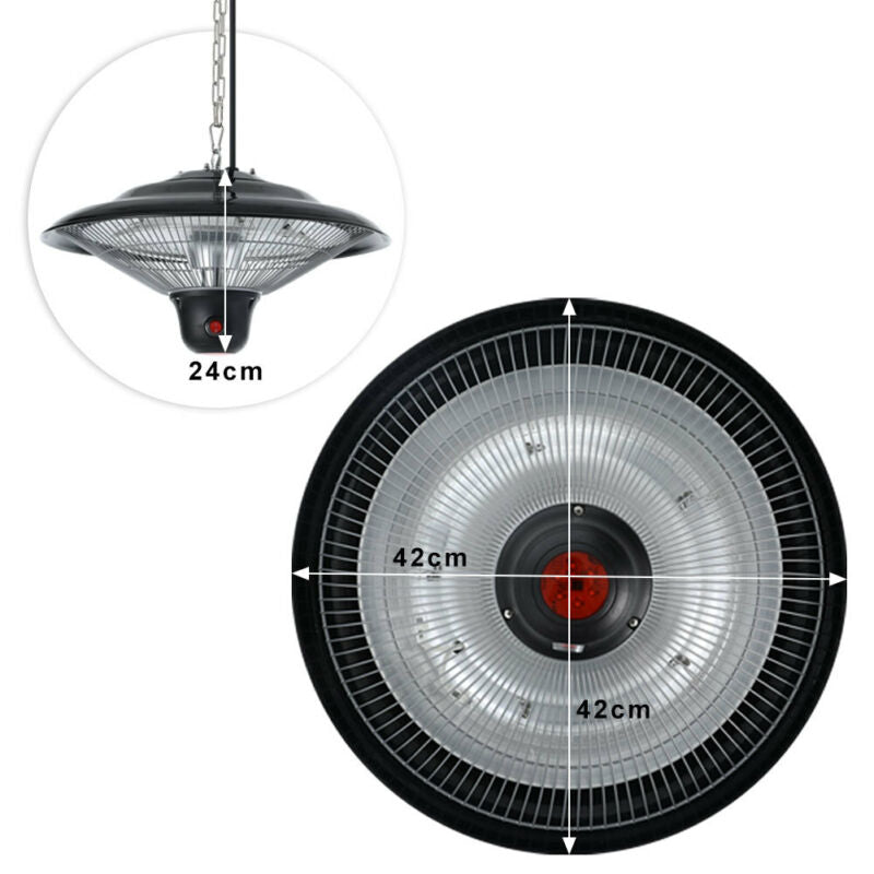 Wall-Mounted/Hanging Electric Patio Heater Infrared Garden Outdoor Heat Settings
