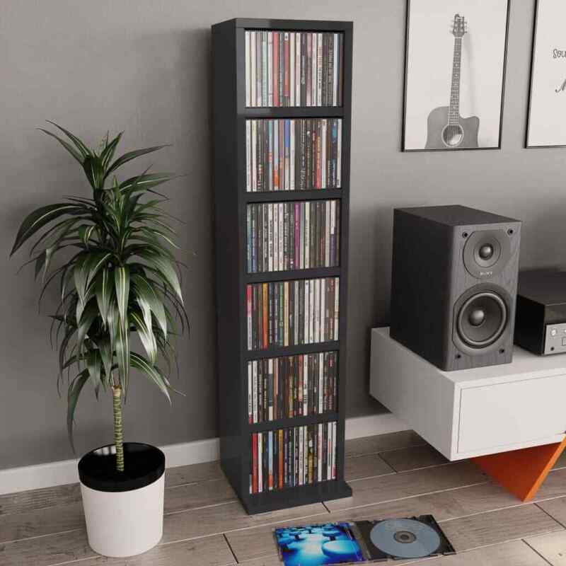Stylish 8-Tier CD Cabinet Display Shelving Chipboard Freestanding Storage Furnit