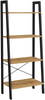 Ladder Shelf, Bookshelf, 4-Tier Industrial Storage Rack Honey Brown & Black