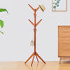Hooks Wooden Coat Hat Clothes Umbrella Floor Standing Stand Tree Furniture Rack