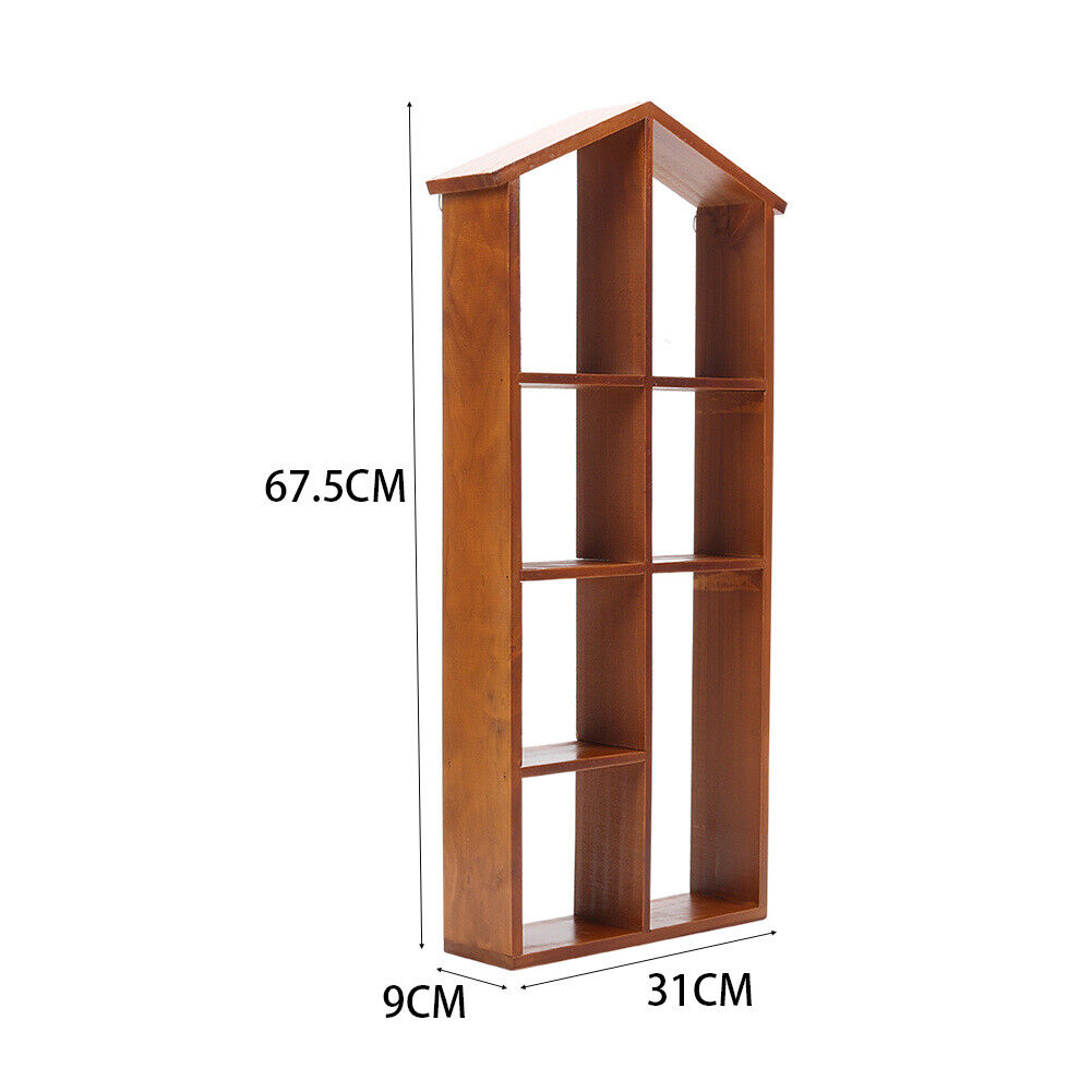 Vintage Wooden Storage Unit Wall Floating Shelves Storage Display Shelf Cabinet