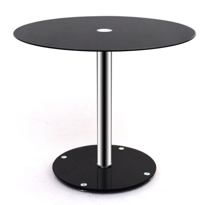 90cm Tempered Round Table Clear Glass Chrome Base Leg Dinner Kitchen Furniture