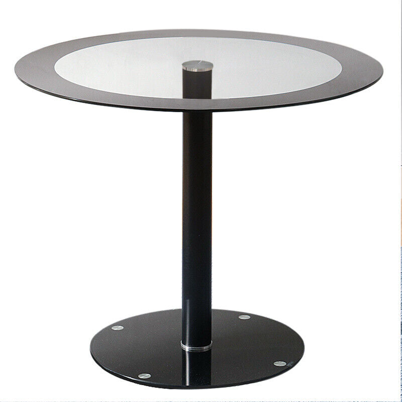 90cm Tempered Round Table Clear Glass Chrome Base Leg Dinner Kitchen Furniture