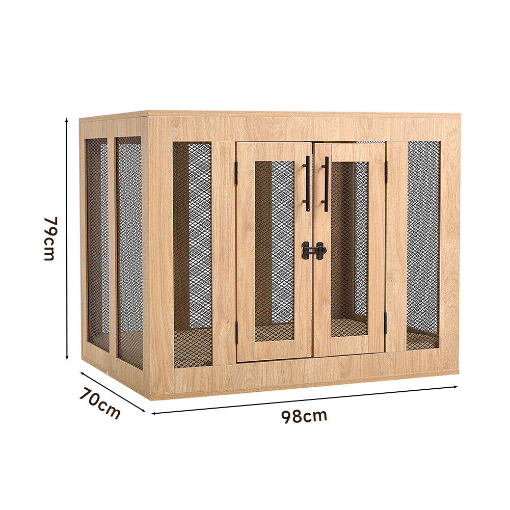 XL Wooden Puppy Cage Furniture Style Dog Crate End Table Pet Kennel House w/Door