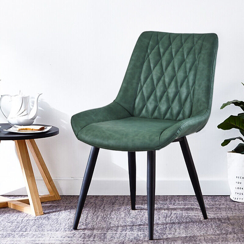 Set of 2 Faux Leather/Suede Dining Chairs Metal Legs Reception Restaurant Chair