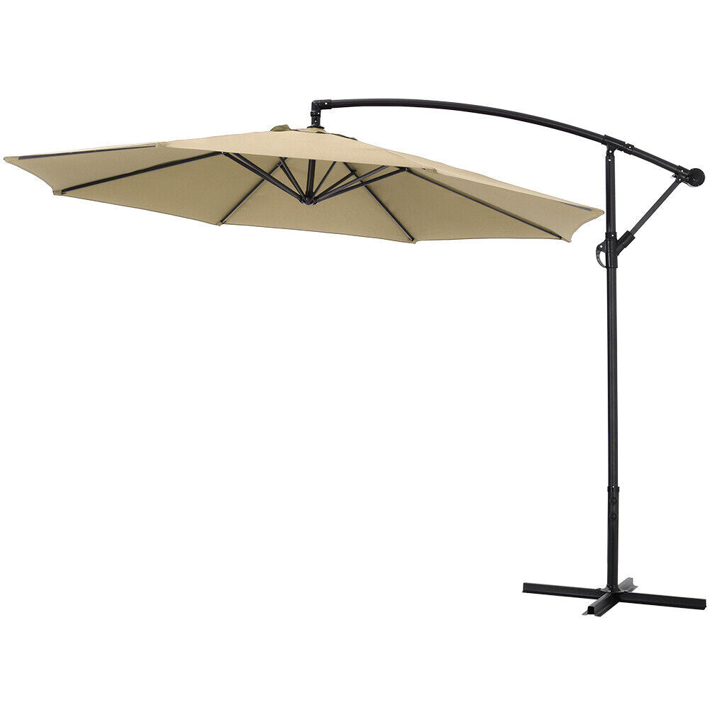 3M Banana Cantilever Umbrella Garden Parasol Sun Shade Patio Hanging Tilt Crank