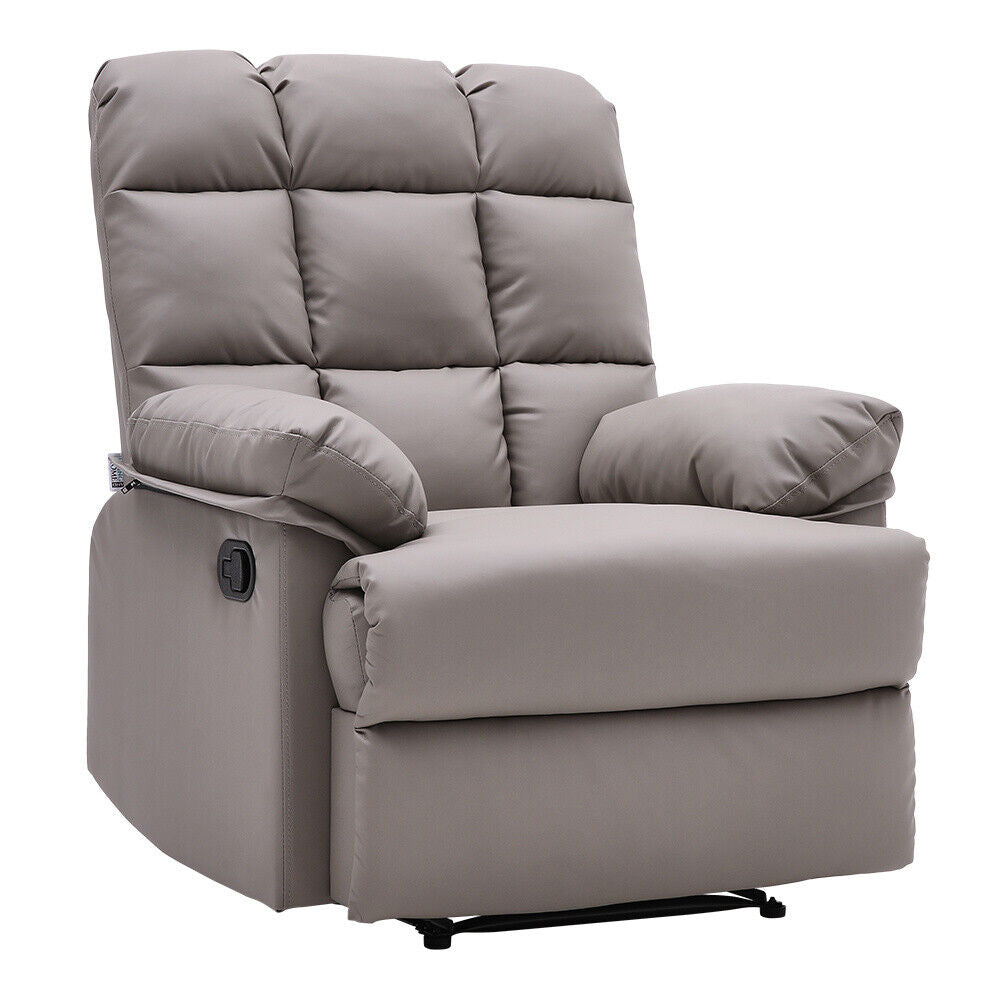 Manual Recliner Armchair PU/Velvet Sofa Reclining Chair with Adjustable Footrest