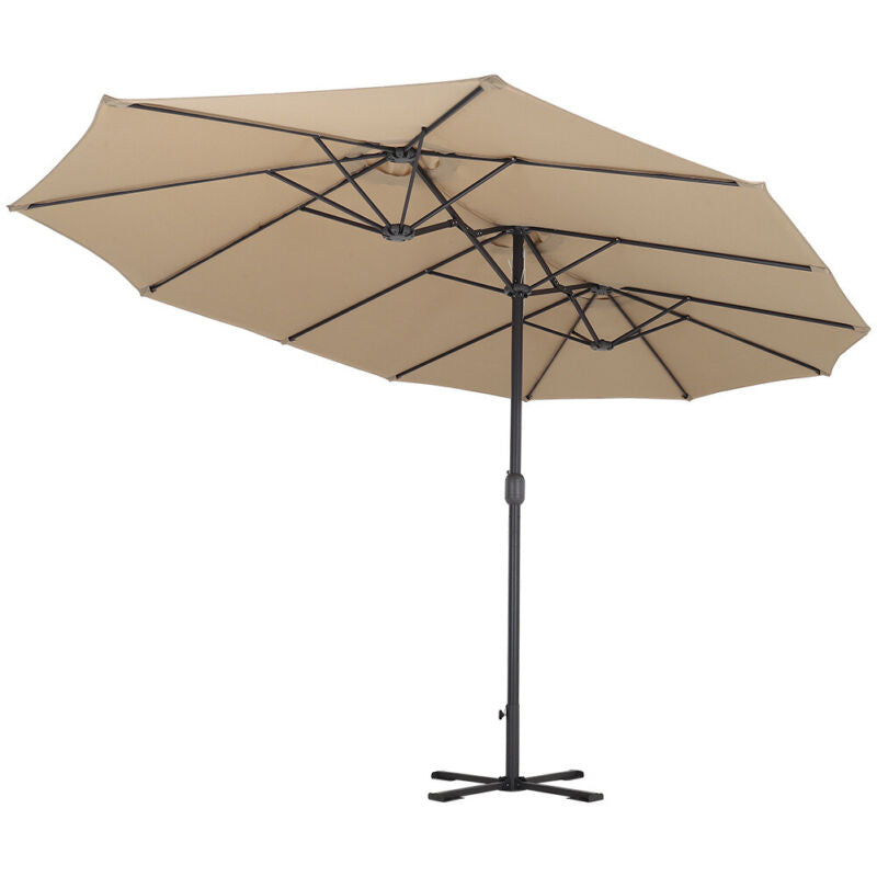 4.6M Cantilever Parasol Garden Banana Sun Umbrella Manual Rocker Shade Canopy UK