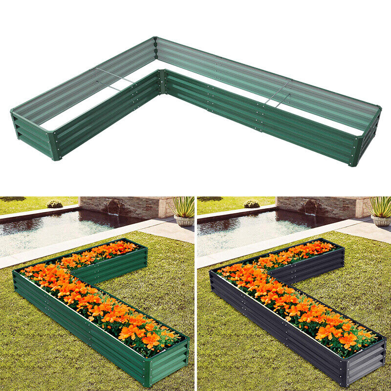 Galvanized Steel Raised Garden Bed Metal Patio Backyard Flower Vegetable Planter