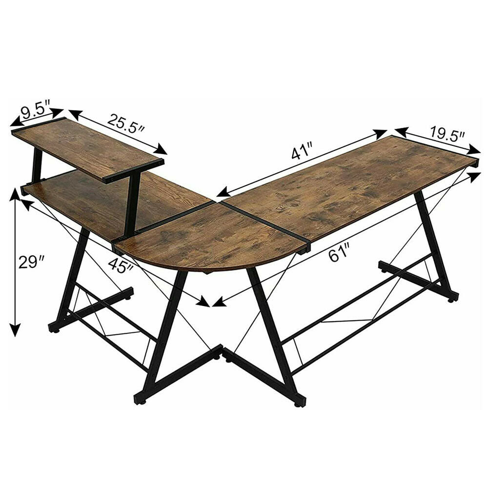 L-Shaped Computer Corner Desk PC Table Workstation Home Office Study Furniture