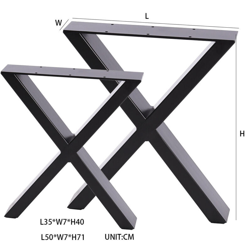 2PC Industrial Metal Steel Table Legs Cross X Frame for Dining/Bench/Office/Desk