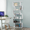4/6 tier Bookcase S Shape Divider Display Shelves Storage Wooden Modern White