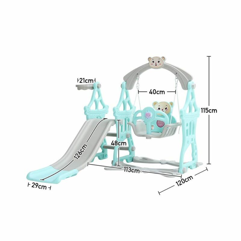 4 in 1 Kids Climbing Frame Swing Slide Sets Garden Play Set with Basketball Hoop