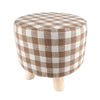 Luxury Padded Wooden Footstool Round Stool Wooden 4 Legs Living Room Bedroom UK