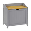 Grey/Bamboo Wooden Bathroom Cabinet Shelf Cupboard Storage Unit Free Standing