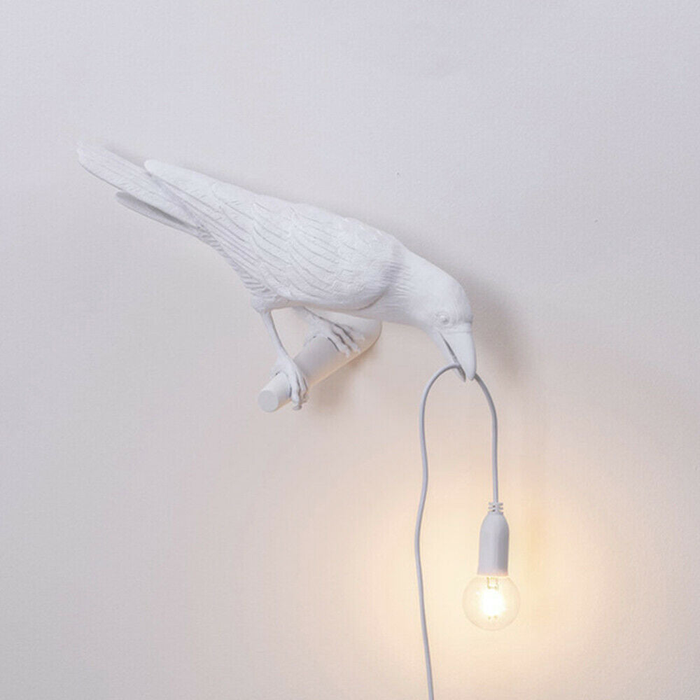 Lucky Bird Table Lamps Resin Crow Desk Lamp Bedroom Wall Sconce Light & UK PLUG