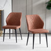 Set of 2 Dining Chairs Faux Leather Padded Metal Legs Easy Care Restaurant Chair