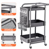 3 Tier Kitchen Trolley Cart Handle Slim Rolling Wheel Storage Basket Rack Salo
