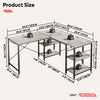 151cm L Shaped Desk w/ Adjustable Shelves, Revisible Coner Table for Home Office