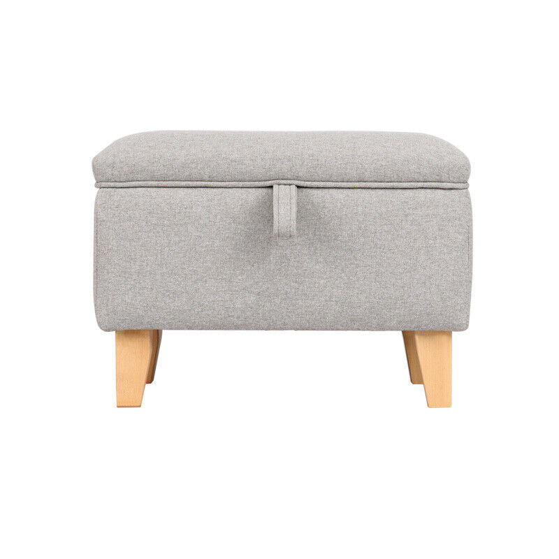 Rectangle Fabric Ottoman Storage Chest Padded Footstool Pouffe Chair Bench Trunk