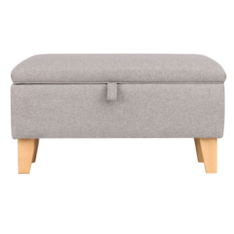 Rectangle Fabric Ottoman Storage Chest Padded Footstool Pouffe Chair Bench Trunk
