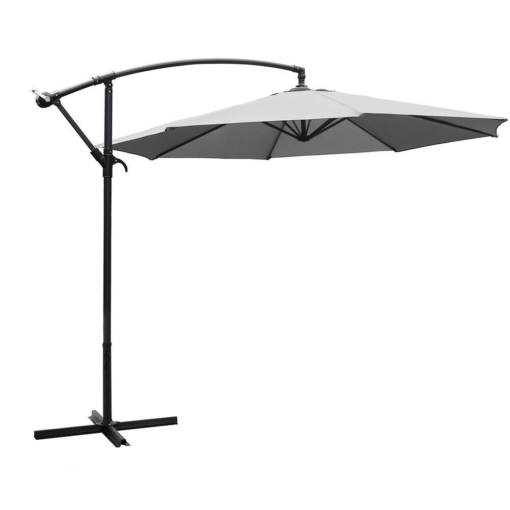 3M Banana Cantilever Umbrella Garden Parasol Sun Shade Patio Hanging Tilt Crank