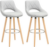 2 pcs Bar Stools Breakfast Kitchen Counter High Stools Wood Legs Barstools