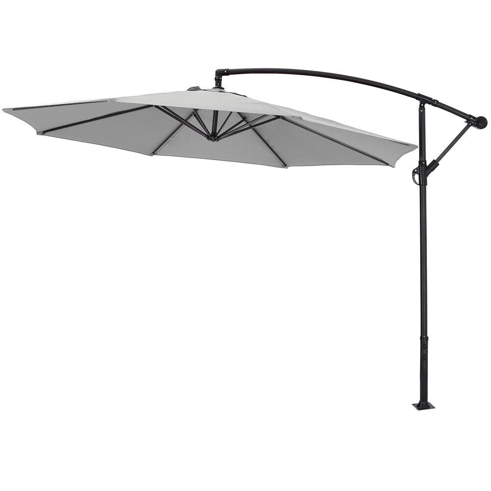 3M Banana Cantilever Umbrella Garden Parasol Sun Shade Patio Hanging Tilt Crank