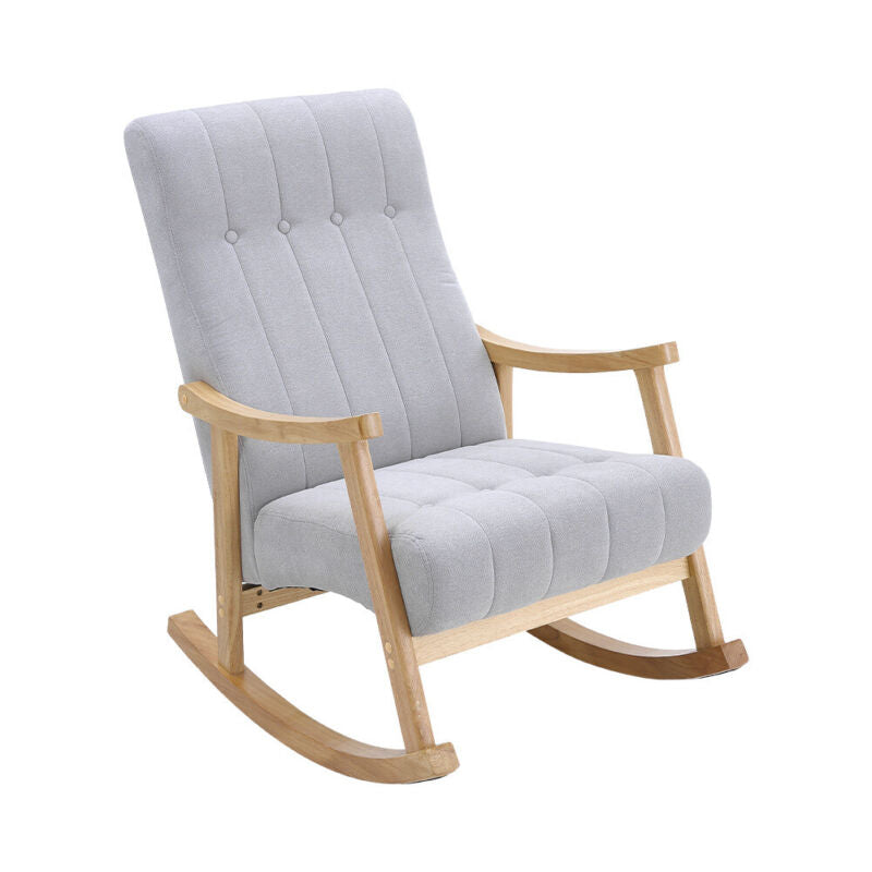 Solid Wood Frame Rocking Chairs Shell Back Rocker Sofa Cashmere Cushion Armchair