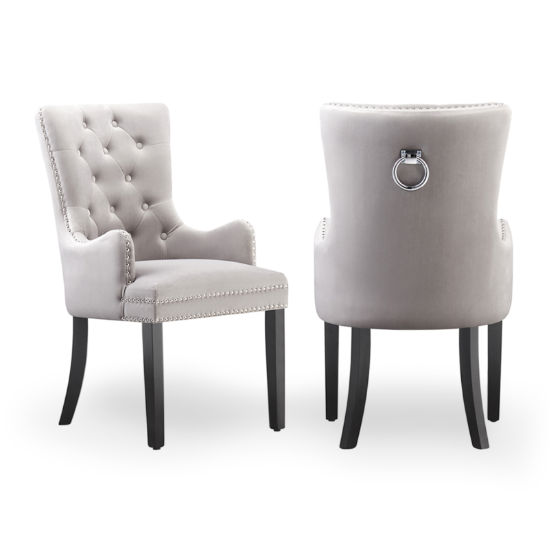 Tufted Studded Velvet Dining Accent Chair Victoria Door Knocker | SINGLE WINDSOR