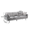 Grey Linen Fabric 3 Seater Sofa Couch Padded Settee w/ Pillows Metal Legs Lounge
