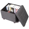 Footstool Ottoman with Lift Up Storage Box Pouffe Folding Linen Padded Footrest