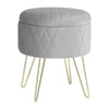 Storage Footstool Ottoman Footrest Makeup Dressing Table Stool with Gold Metal