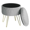 Velvet Round Ottoman Footstool with Storage Sofa Foot Stool Living Room Footrest