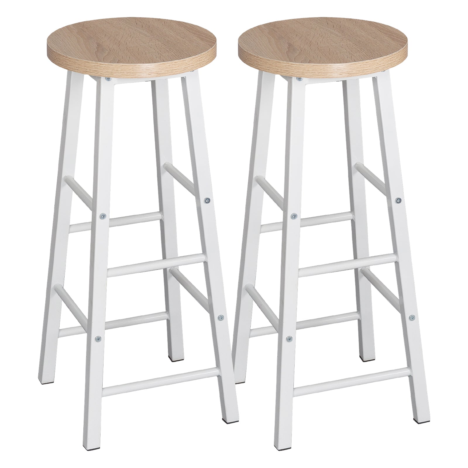 2x Bar Stools Retro Breakfast Kitchen Bar High Chairs MDF Seat Metal Legs