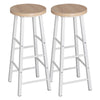 2x Bar Stools Retro Breakfast Kitchen Bar High Chairs MDF Seat Metal Legs