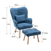 Fabric Armchair Sofa Buttoned High Back Upholstered with Foot Stool Accent Chair