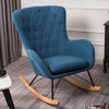 Wooden Upholstered Rocking Armchair Button Lounge Wing Back Chair Sofa Fireside