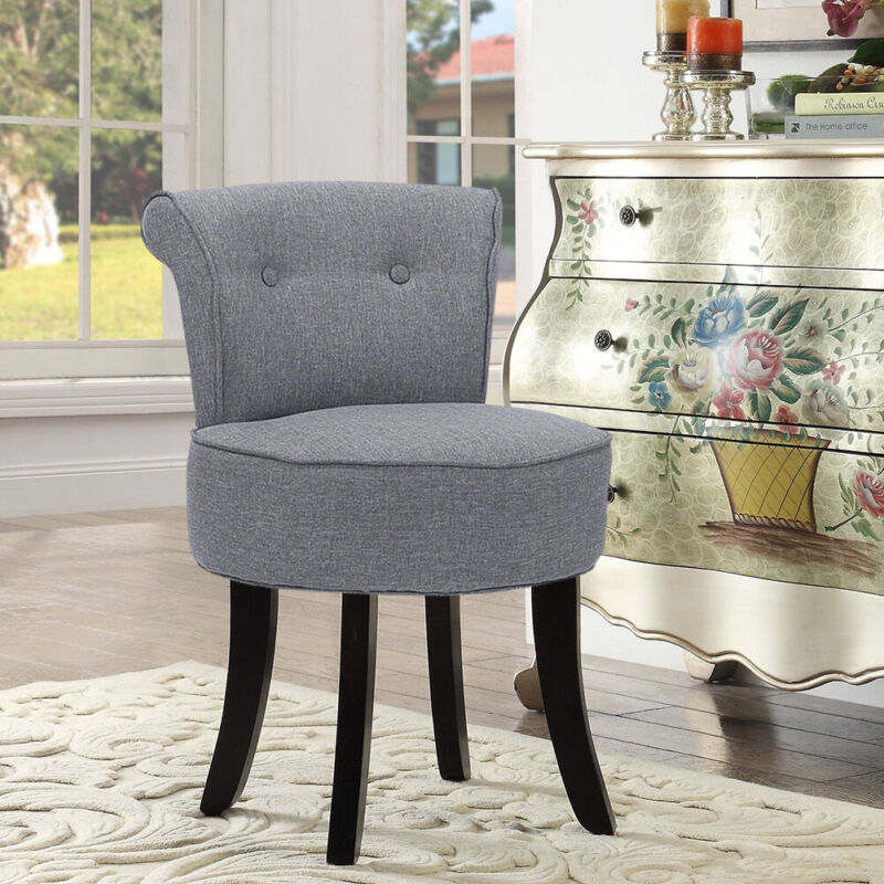 Upholstered Velvet Dressing Table Stool Chair Makeup Padded Bedroom Furniture UK