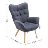 Fabric Armchair Sofa Buttoned High Back Upholstered with Foot Stool Accent Chair