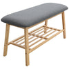 2 Tier Wooden Shoe Rack Storage Bench Bed End Stool Velvet Fabric Padded Seat