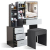 Dressing Table with Drawers, Mirror Stool Set Makeup Desk Vanity Table Bedroom