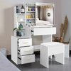 Dressing Table with Drawers, Mirror Stool Set Makeup Desk Vanity Table Bedroom