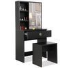 Dressing Table with Drawers, Mirror Stool Set Makeup Desk Vanity Table Bedroom