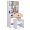Dressing Table with Drawers, Mirror Stool Set Makeup Desk Vanity Table Bedroom