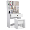Dressing Table with Drawers, Mirror Stool Set Makeup Desk Vanity Table Bedroom