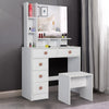 Dressing Table with Drawers, Mirror Stool Set Makeup Desk Vanity Table Bedroom
