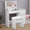 Dressing Table with Drawers, Mirror Stool Set Makeup Desk Vanity Table Bedroom